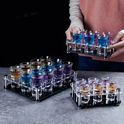 Shot Glass Tray Holder, Bar Acrylic Shot Glasses Holders Wine Glass Cup Serving Tray Cups Organizer Shot Glass Display for Party