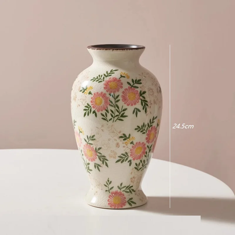 Rural style retro ceramic vase, hydroponic flower arrangement, living room dining table, hotel decoration, floral ware, artistic