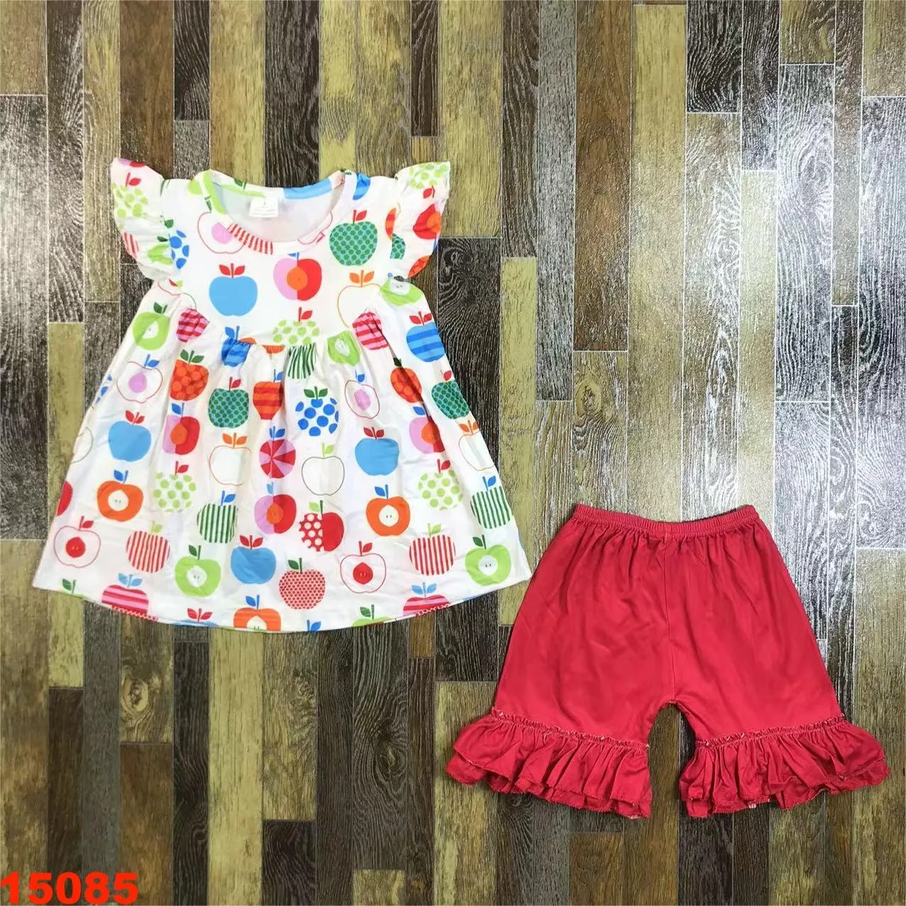 2024 Summer Girls Baby Short Dress Set Dress + Shorts Cotton Outdoor School Casual Cute