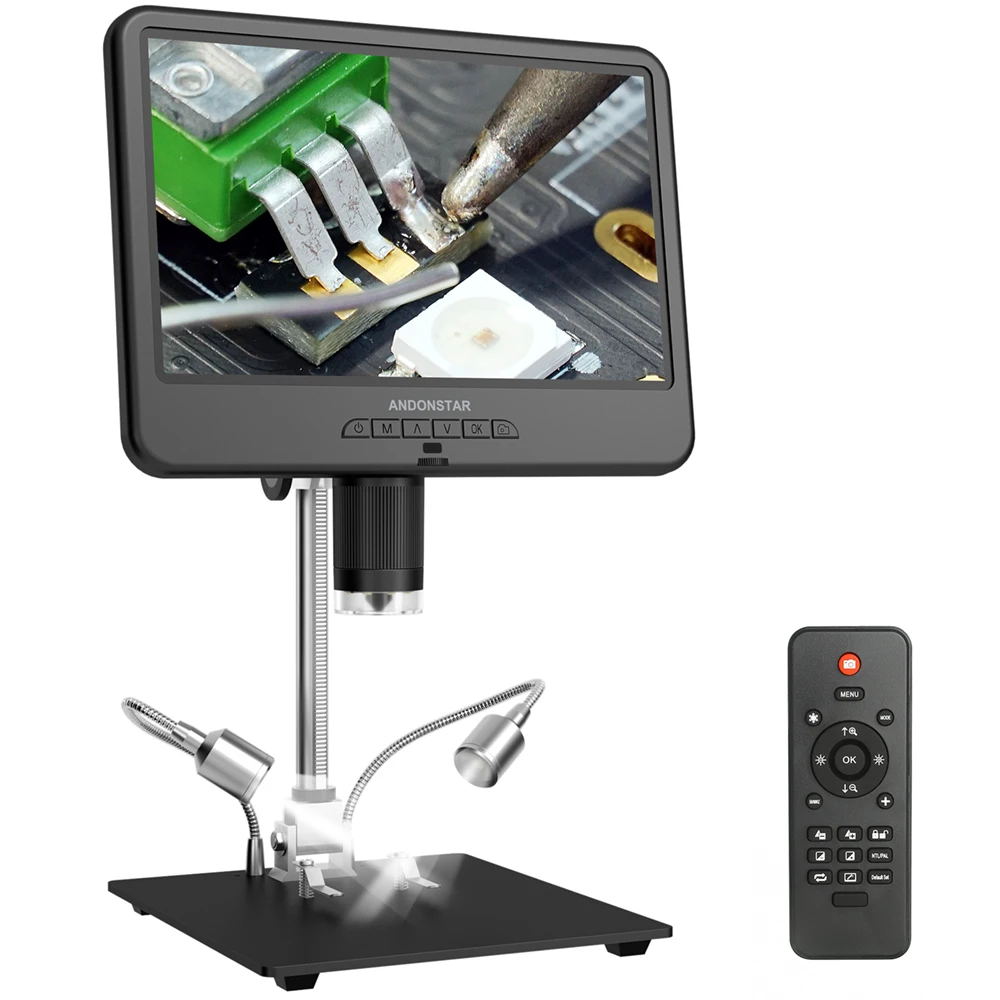 Andonstar AD210 مجهر رقمي 10.1 بوصة شاشة LCD قابلة للتعديل لأداة المجهر الإلكتروني PCB/SMD 1080P مجهر لحام