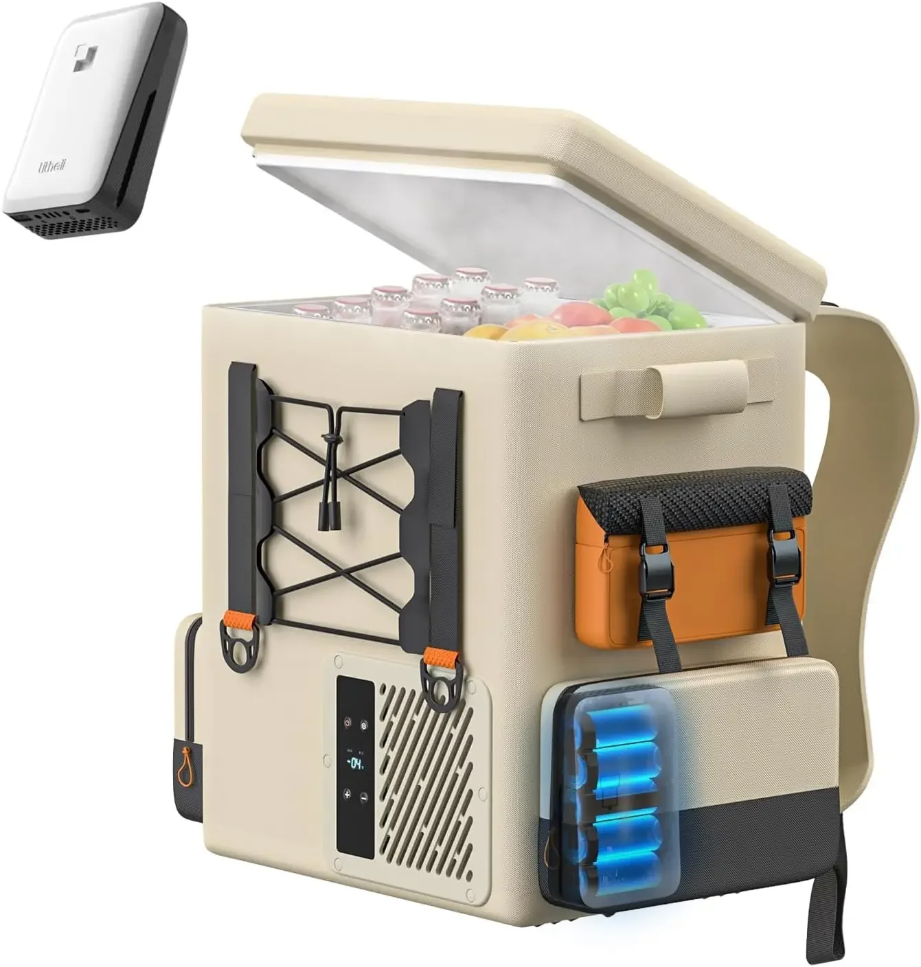 Frozen Pack 12V Car Refrigerator & Portable Electric Cooler, 20L/21QT with 1 U20 Batteries, -4~68℉ Travel Fridge Freezer