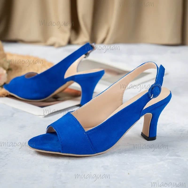 Size 35-43 Women's High Heel Sandals Suede Leather Peep Toe Fashion Shoes for Women Spring Summer Footwear Zapatos De Mujer