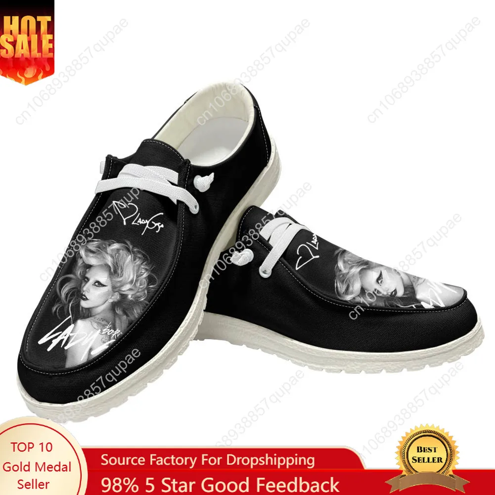 

Lady Gaga Casual Shoes Hot Fashion Music Men Woman Flat Shoe Breathable Indoor Outdoor Lightweight Footwear Custom Made Shoe