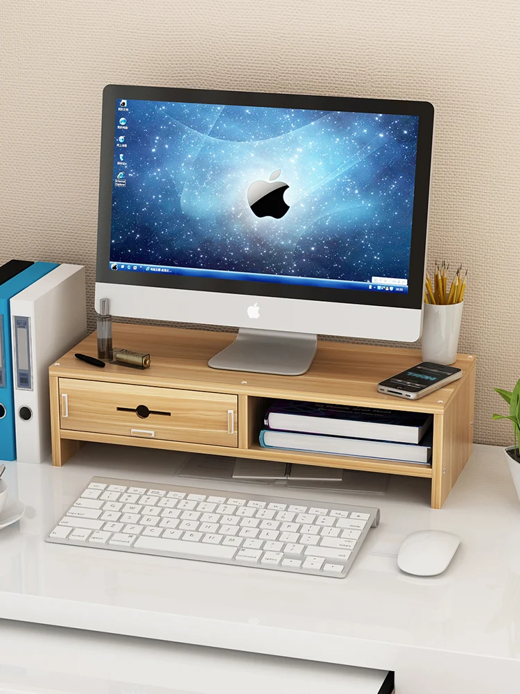 

Desktop Monitor Elevated Rack Laptop Office Desk Shelf Keyboard Storage Organizing Desktop Storage Box