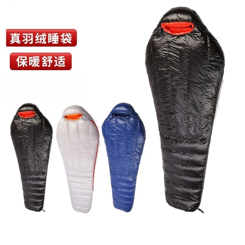 Outdoor Mummy Down Sleeping Bag Goose Down Adult Camping Sleeping Bag Warm Comfortable Camping Travel Portable Sleeping Bag