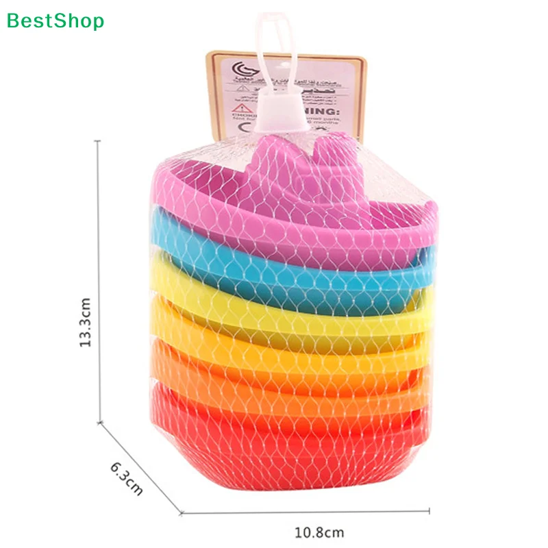 ★6Pcs Rainbow Color Stacked Cup Floating Stackable Ship Baby Toy Early Education Intelligence Gift Baby Stacking Boat Bath Toys