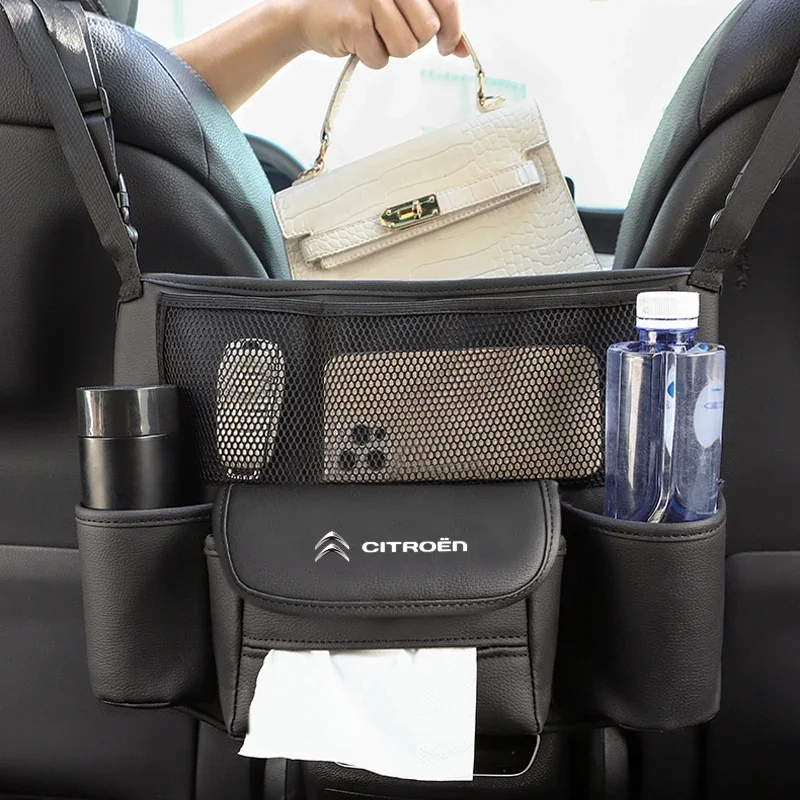 

1Pc Car PU Leather Seat Storage Bag Storage Bag Portable Accessories For Citroen C5X C6 DS C3-XR C4L C4 C1 C5 C6 VTS C-ELYSEE