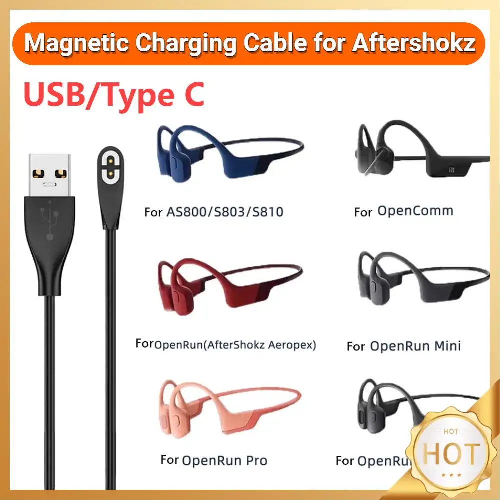 Magnetic Charging Cable USB /Type-C Charger Cable Replacement Charging Cable for Aftershokz Aeropex AS800/Shokz OpenRun Pro