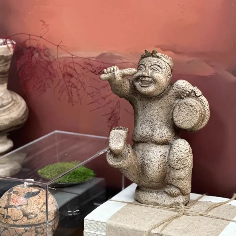 New Chinese Song Dynasty aesthetics wabi-sabi wind drumming man office leisure area arrangement coffee table storage set ornamen