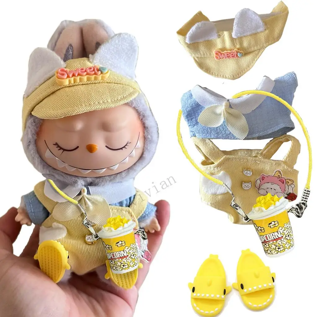 For 15-17Cm labubu baby clothes outfit second generation cat angel cute clothes set accessories for labubu cloth