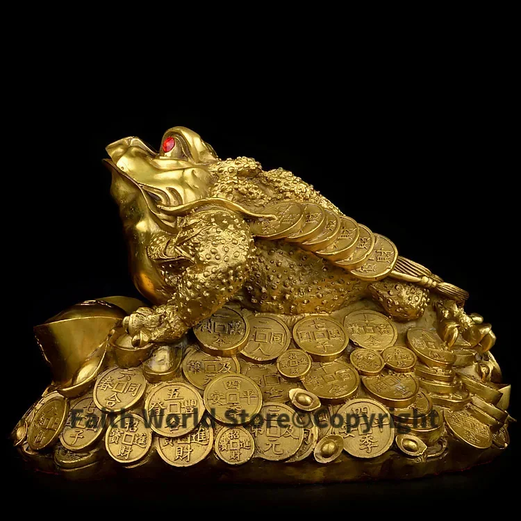 43 CM LARGE # OFFICE HOME business company efficacious Protection Talisman Money Drawing GOLD Jin Chan bronze statue