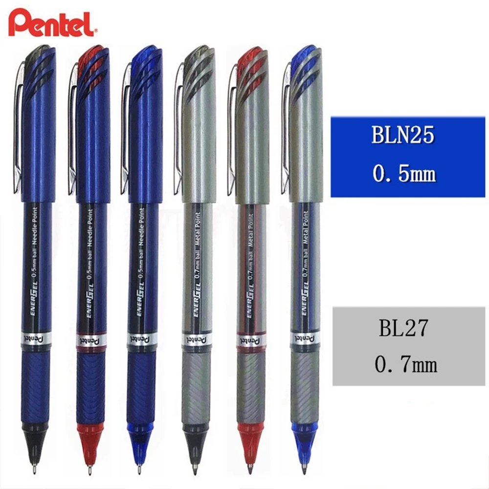 Japan Pentel Gel Pen Set BLN25/BL27 Half-needle Straight Liquid Water Pen 0.5/0.7mm Signature Pen Large-capacity Stationery