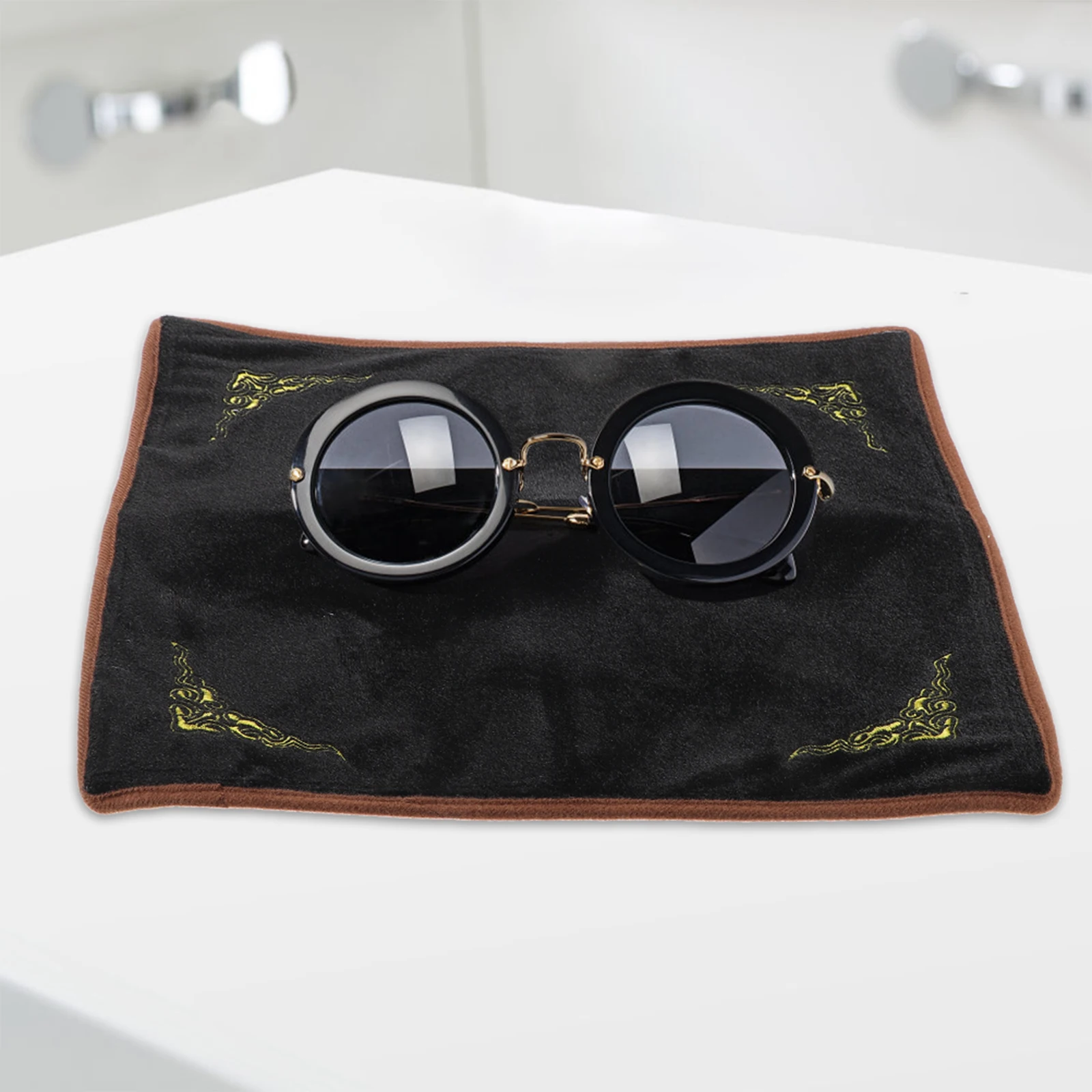 

Jewelry Display Pad Non slip Cloth Mat for Necklace Bracelet Counter Black Foldable Lightweight Easy Clean Durable Storage
