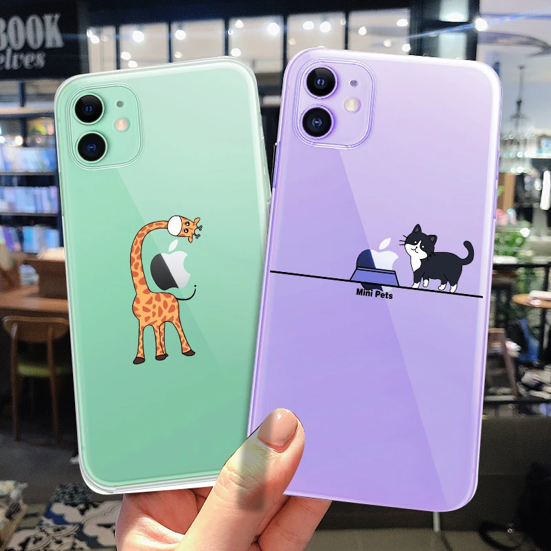 Lovebay Cute Cartoon Animals Phone Cases for IPhone 12 11 13 14 Pro Max 7 8 Plus X XR XS Soft Transparent Shockproof Back Covers