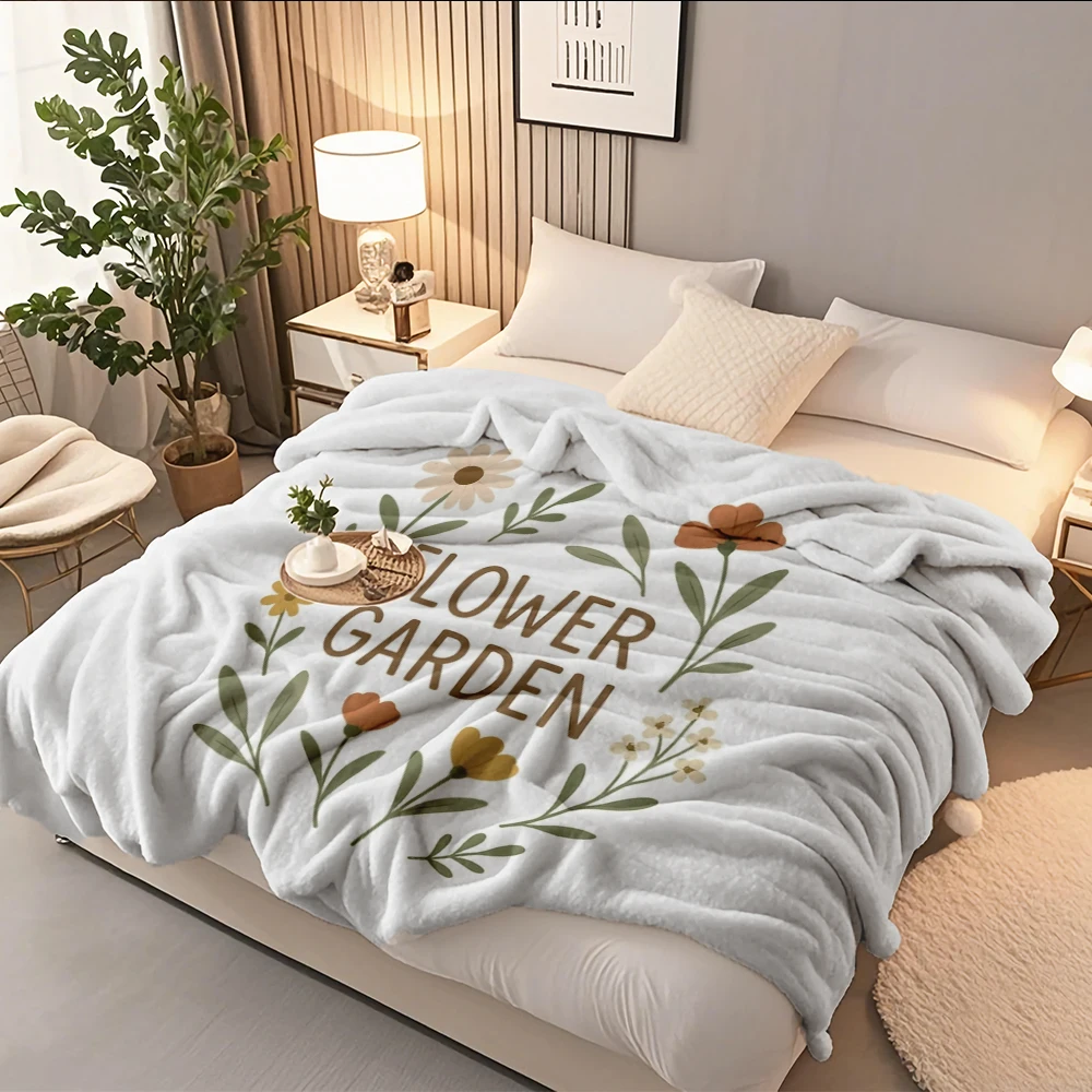 

Flannel Blanket Boho Flower Garden Minimalist With Lightweight Machine-washable Technology Throw Vintage Floral Blankets
