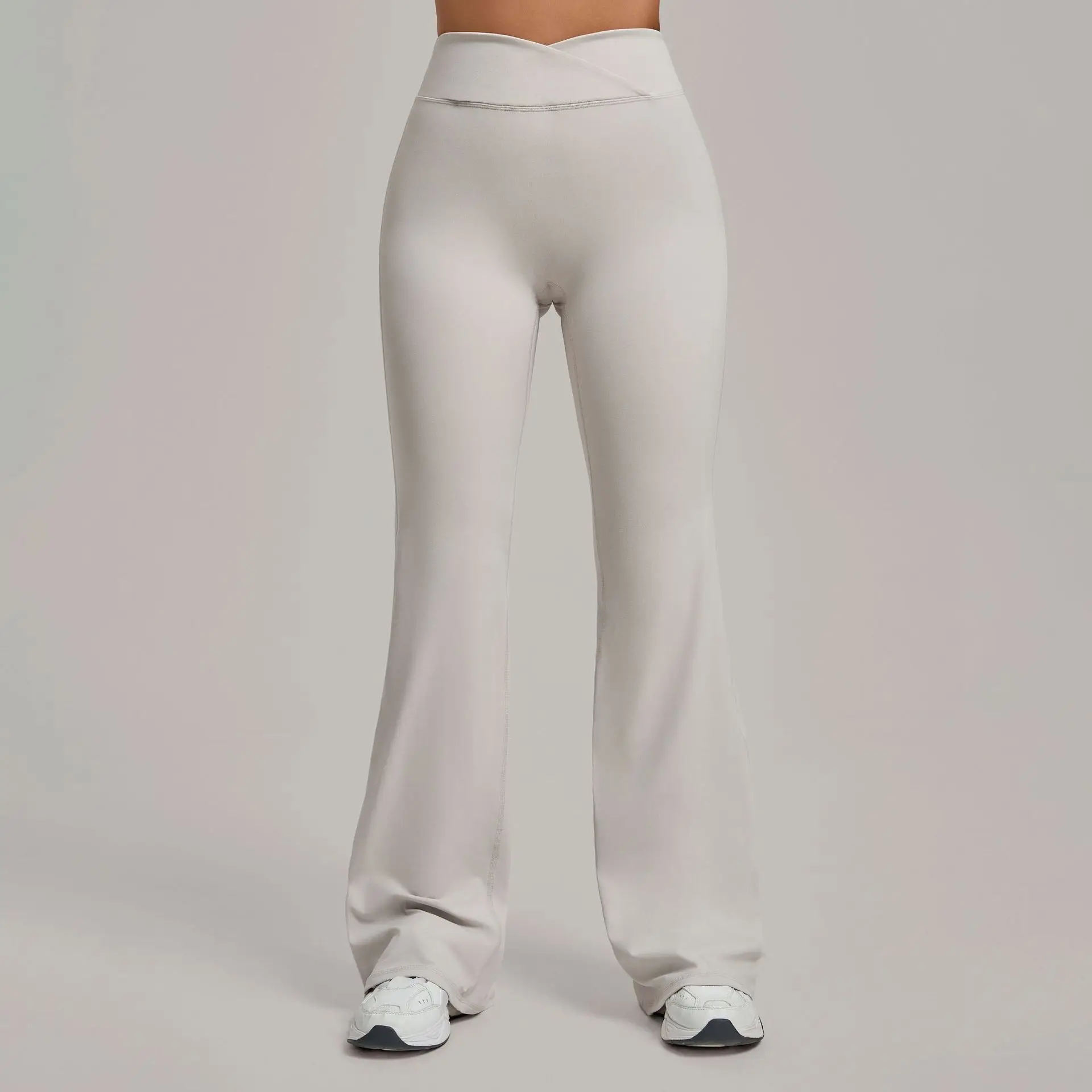 Women's High-stretch Figure-hugging Yoga Pants Slightly Flared Crossover High Waist–wide Leg Leggings Sports Fitness Trousers