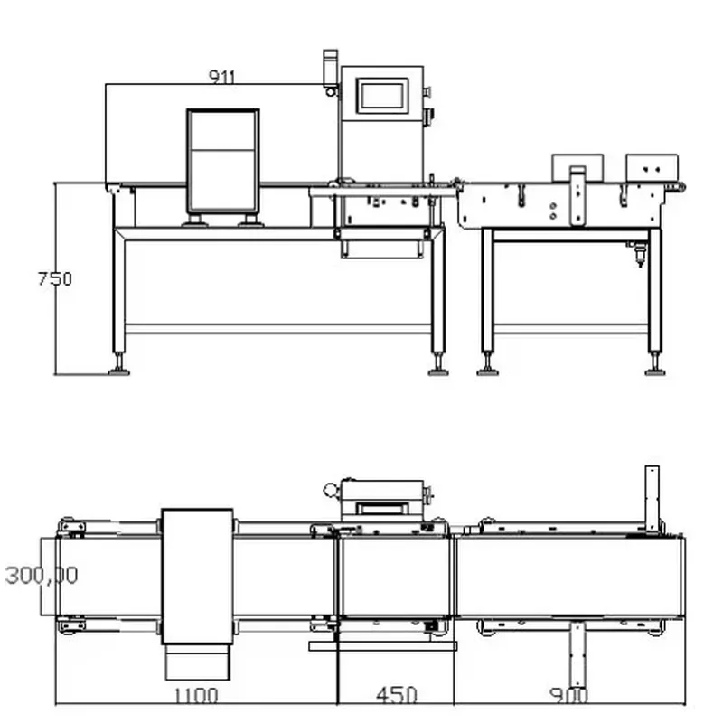 Combined Metal Detector and Checkweigher for Food Processing/Textile/Plastic Industry