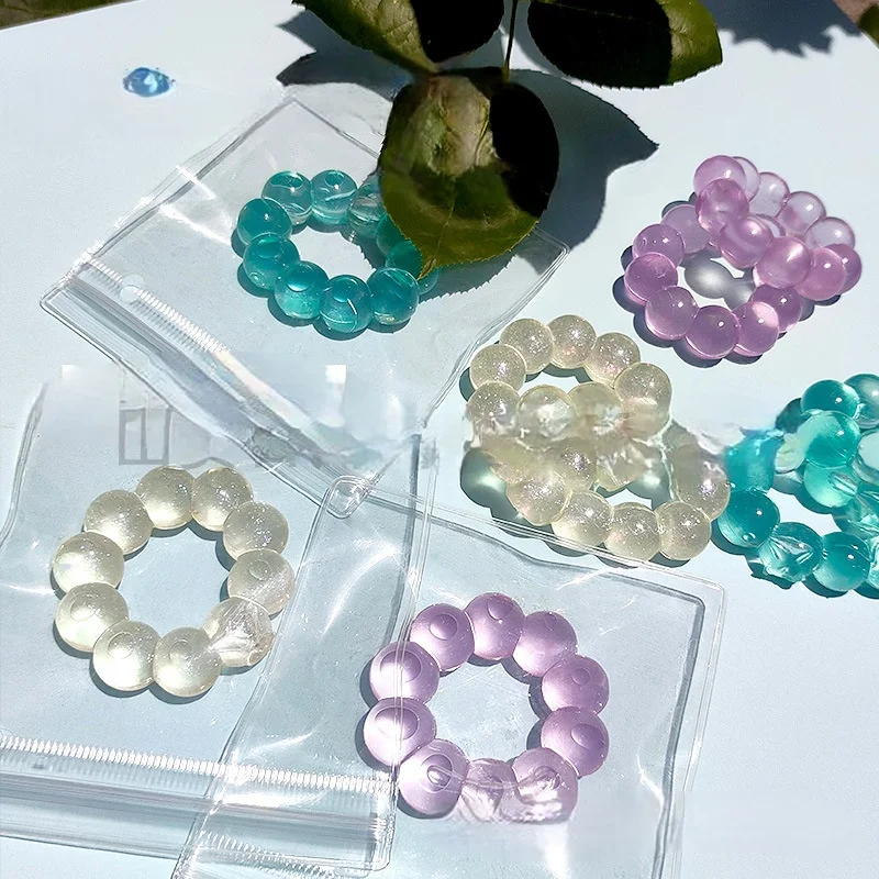 Amethyst Bracelet Taba Squishy Pearlescent Blue Crystal Bracelet Jelly Candy Bracelet Extrusion Elastic Fidgeting Toy Girl Gift