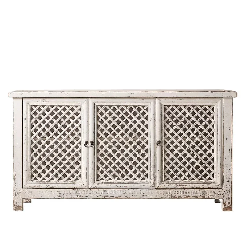 

Foreign trade American country solid wood retro carved dining side small apartment storage cabinet study locker French furniture