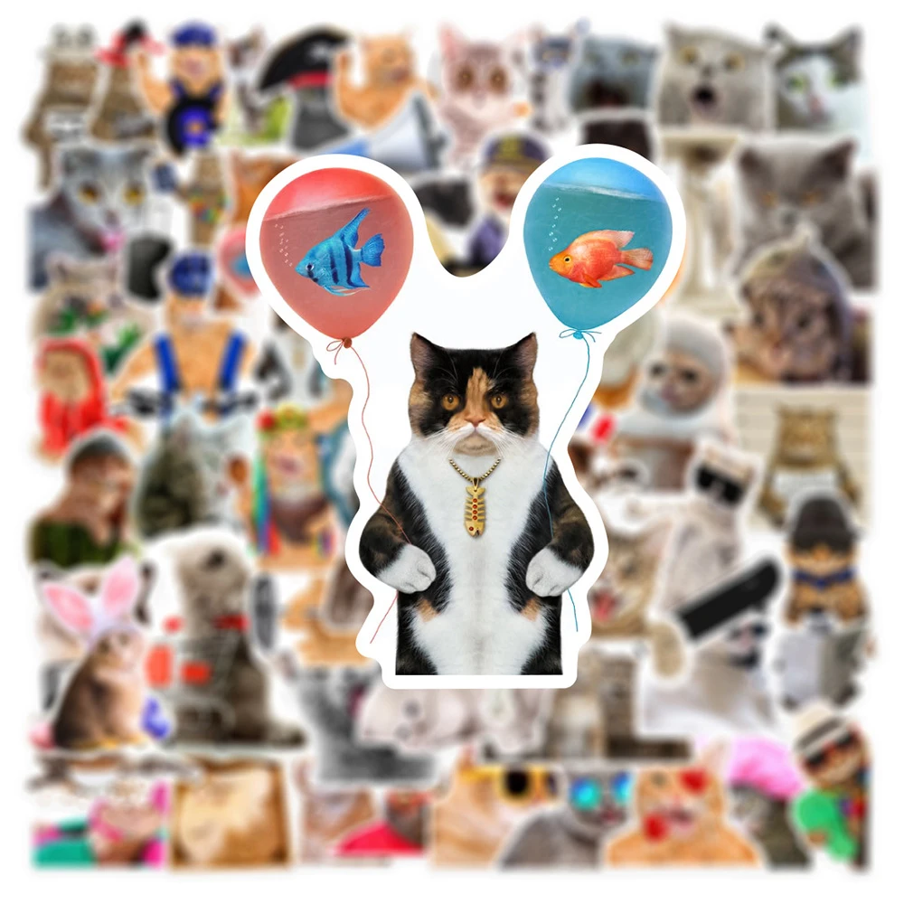 

10/30/66 шт., милые мультяшные наклейки с изображением кота MEME, забавные наклейки с животными, игрушки для скейтборда, шлема, ноутбука, чемодана, украшения, набор наклеек