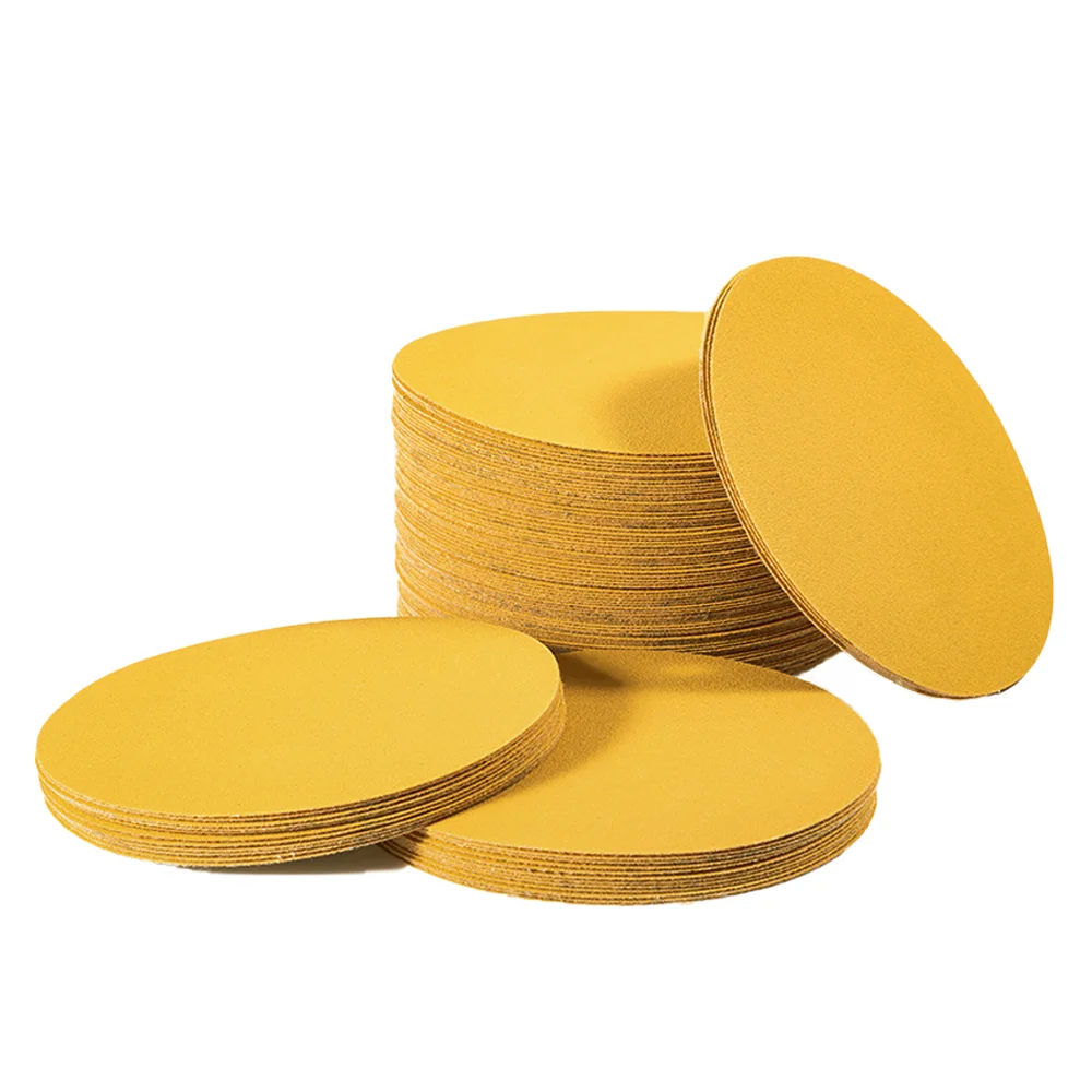 50PCS 5 Inch - No Hole Hook and Loop Sanding Disc,125mm Aluminum Oxide Round Flocking Sandpaper for Automotive and Woodworking.