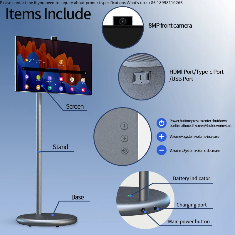 

27 Inch Home Entertainment Lcd Wireless Touch Screen Monitor Moveable Touch Screen Android Tv