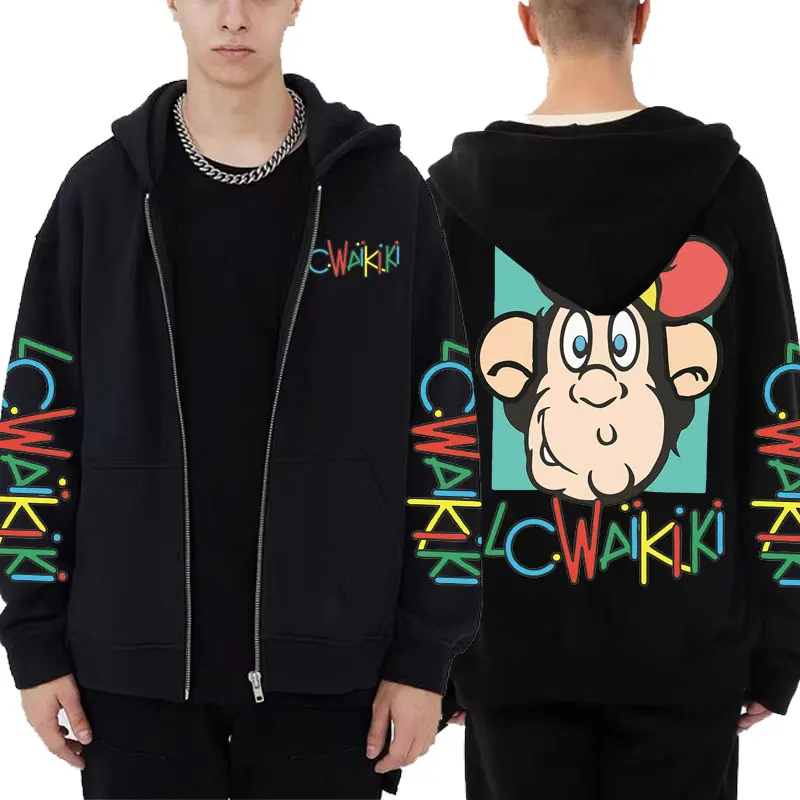 Anime casual macaco gráfico com zíper com capuz lc waikiki macaco zip hoodies moda masculina zip moletom homem ulzzang roupas