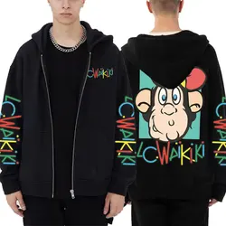 Sudadera con capucha y cremallera para hombre y mujer, suéter con estampado de mono de Anime, informal, con cremallera, ropa Ulzzang