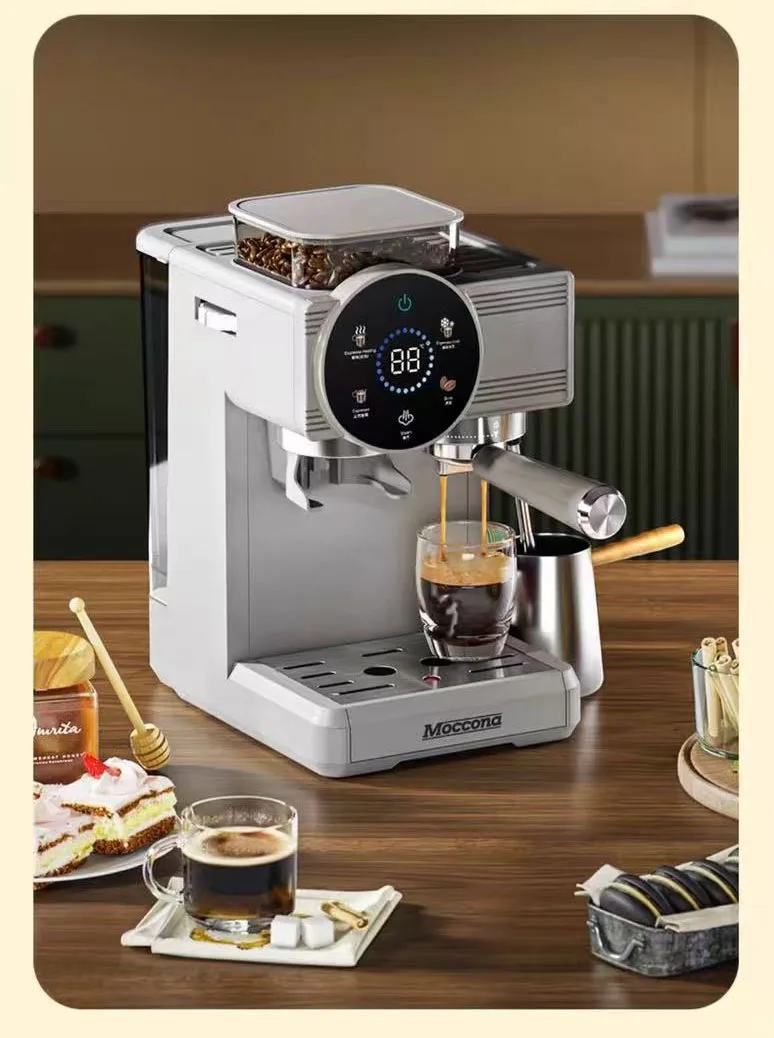 ماكينة اسبريسو تجارية عالية الأداء شاشة تعمل باللمس عرض درجة الحرارة ماكينة القهوة الأوتوماتيكية مع خزان الحليب للمخبز