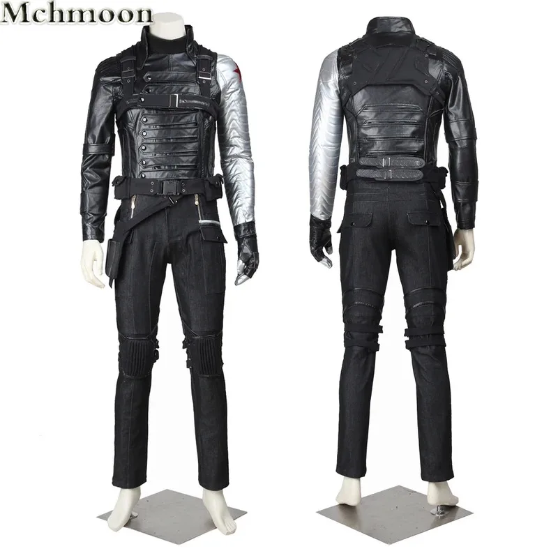 25COSSupereroe Soldato Invernale Costume Cosplay Giacca di Pelle Bucky Uomini Adulti Prop Vestito da Festa di Carnevale di Halloween Set Completo