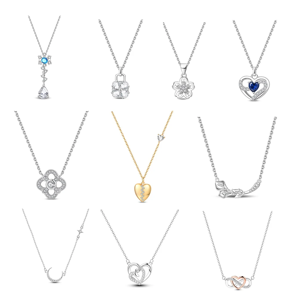 Hot Selling 925 Sterling Silver Embracing Halo & Infinity Knot Collier Necklace Exquisite Gift For Women