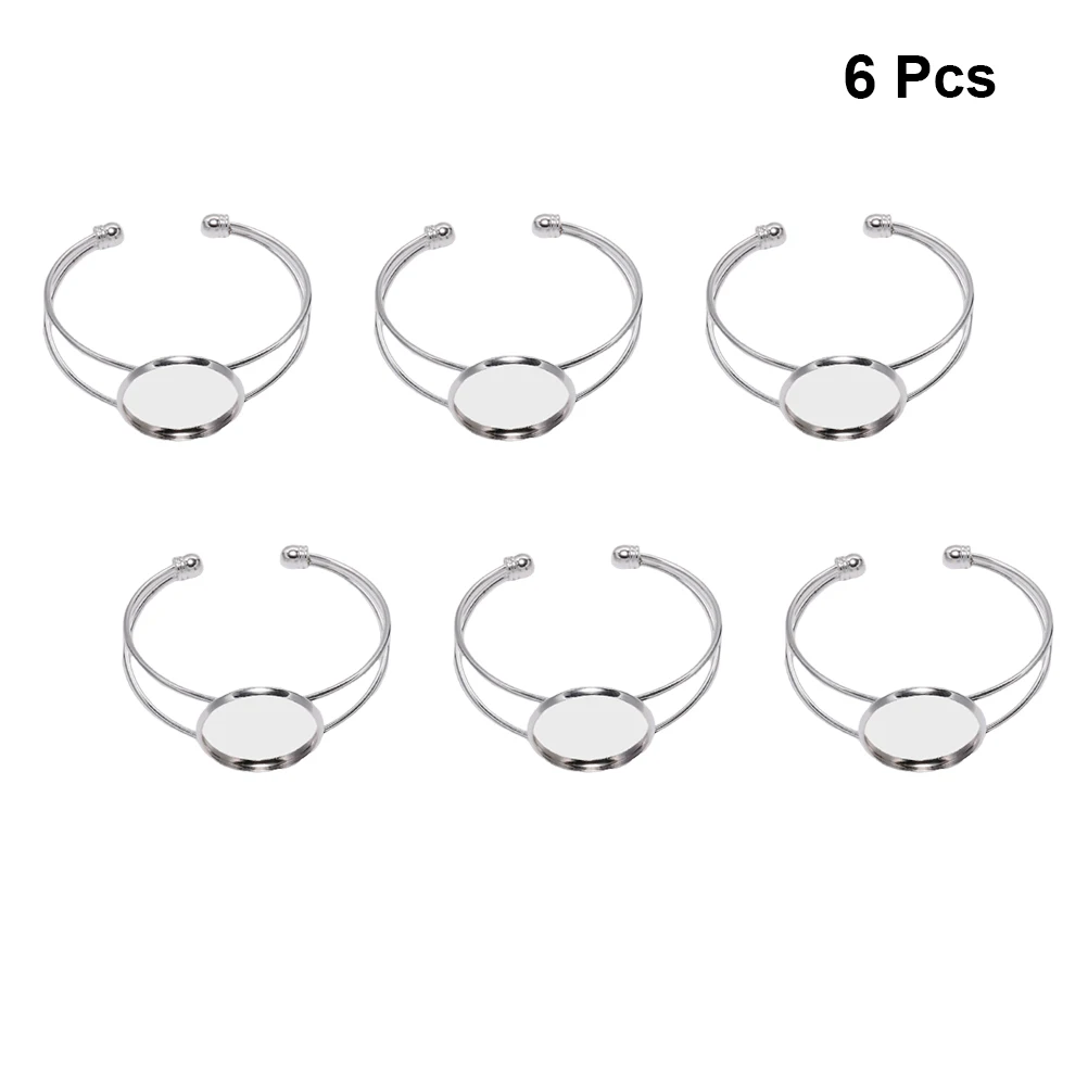 

6Pcs 18Mm Copper Bracelet Trays Round Plate Jewelry Resin Craft Making Silver 6Pcs