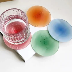 Gradient Acrylic Round Coaster Sunset Gradient Heat Matte Finish Coffee Cup Pad Hot Drink Round Mug Mats Table Decor Non-slip