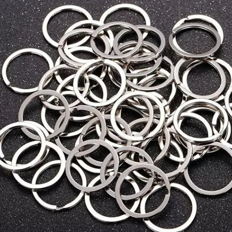 30/10pcs 25-35mm Stainless Steel Key Rings Polished sliver Round Flat Line Split Keyring for Jewelry Making Keychain DIY Finding