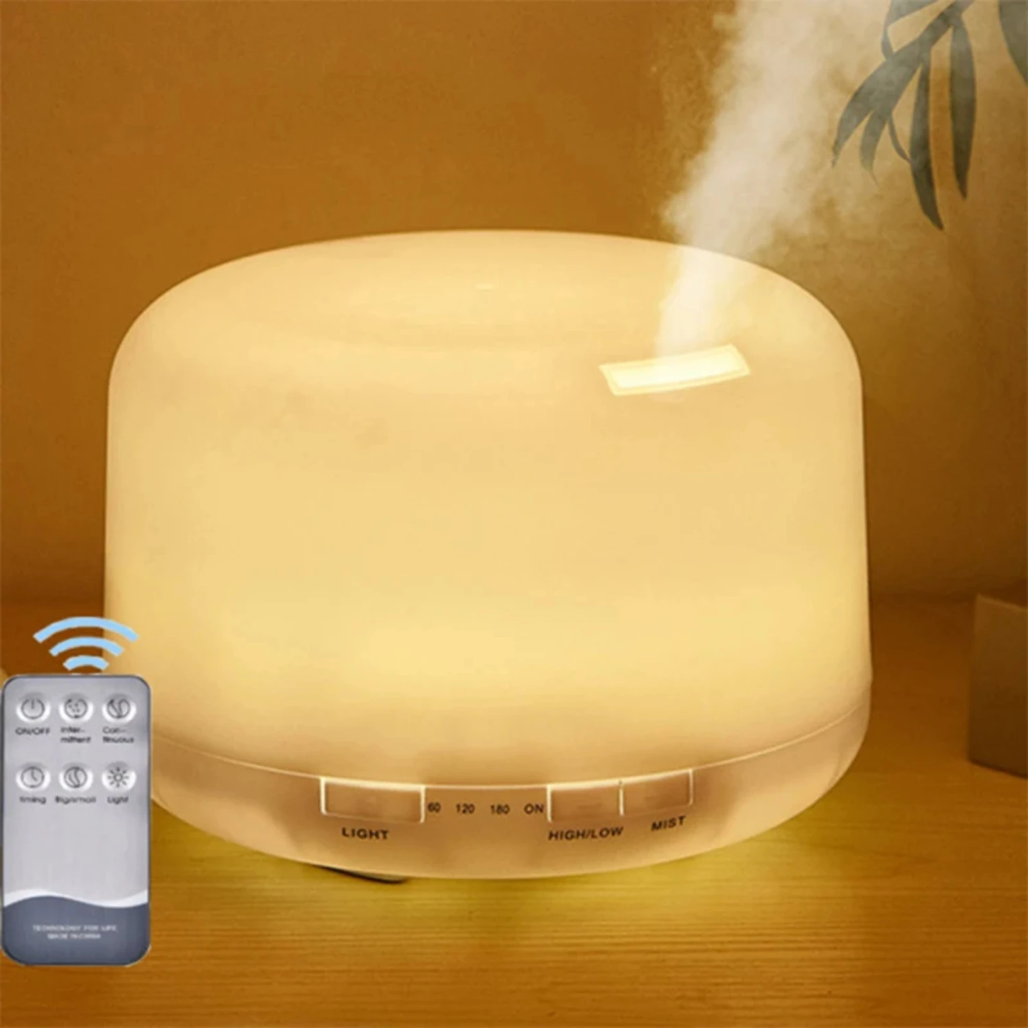 

Space with Calming Remote-Controlled Ultrasonic Essential Oil Diffuser - Desktop Use 500ml Capacity Soothing LED Night Lights I