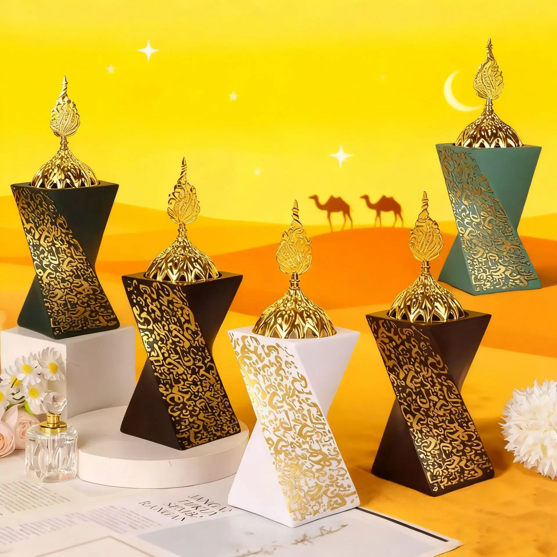 Resin Incense Burner Bakhoor Incense Burner Charcoal Incense Burner Yoga Spa Aromatherapy Office Home Decor Home