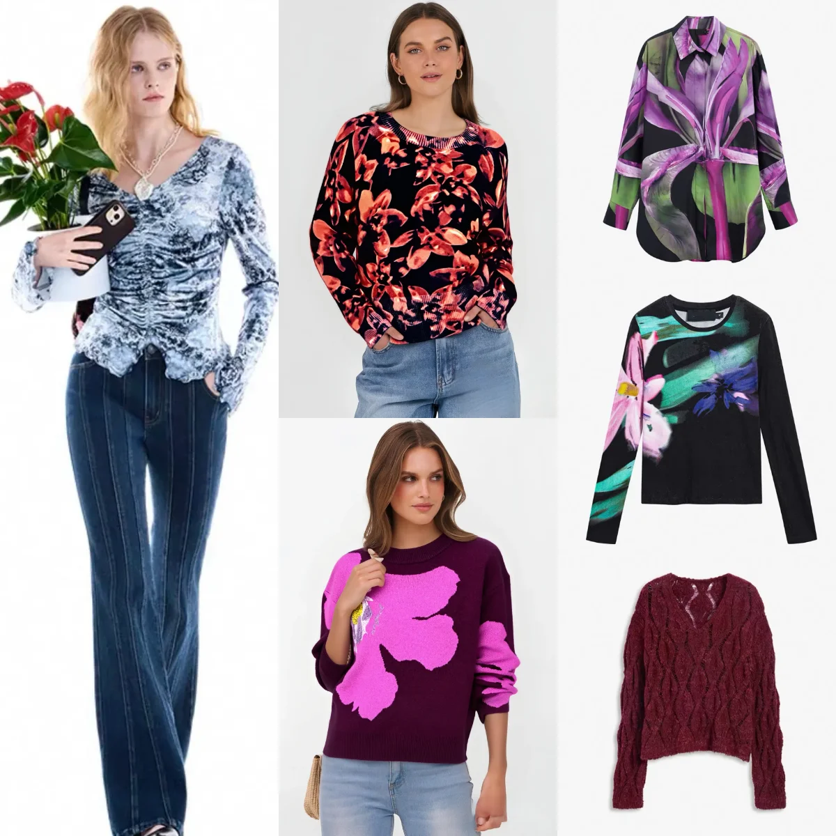 

Внешняя торговля Испания, оригинальный легкий элитный брендовый женский вязаный свитер, эластичный вязаный свитер с длинными рукавами и цветочной вышивкой