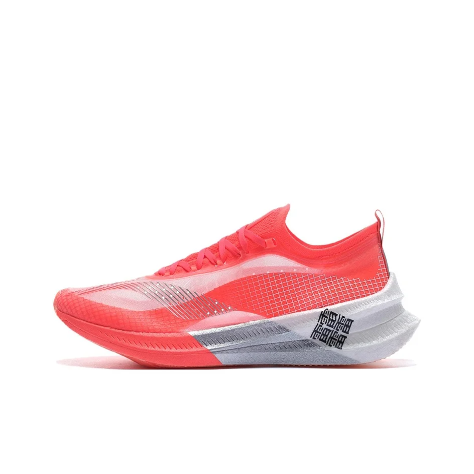 Li Ning Feidian 2 Elite Running Shoes Men's Low Top Standard White/Neon Fruit Red ARMS017-1