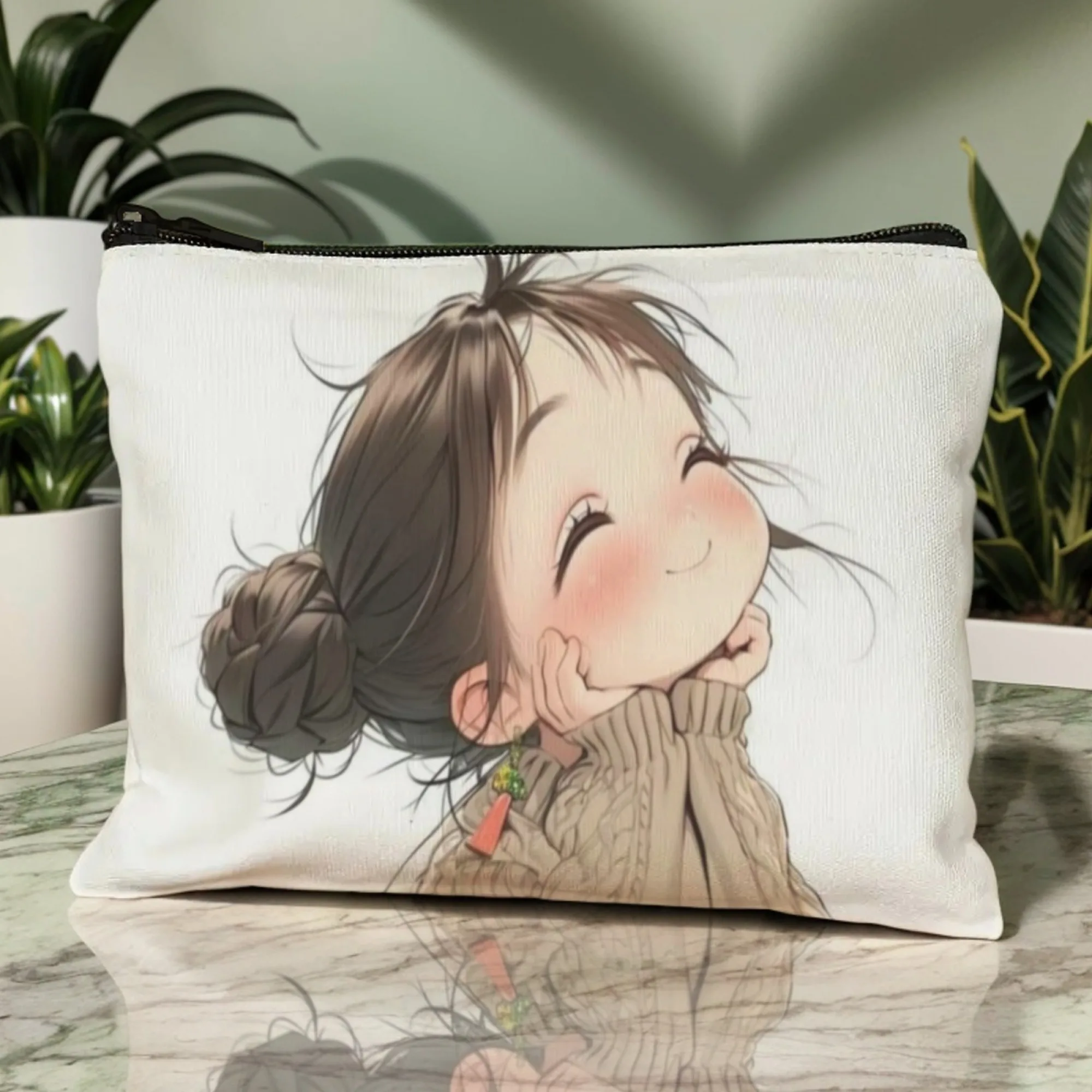 New Hot Sale Lovely girl Print Makeup Bag Cosmetic Storage Wash Bag Lipstick Skincare Product Storage Pouch Birthday Gift
