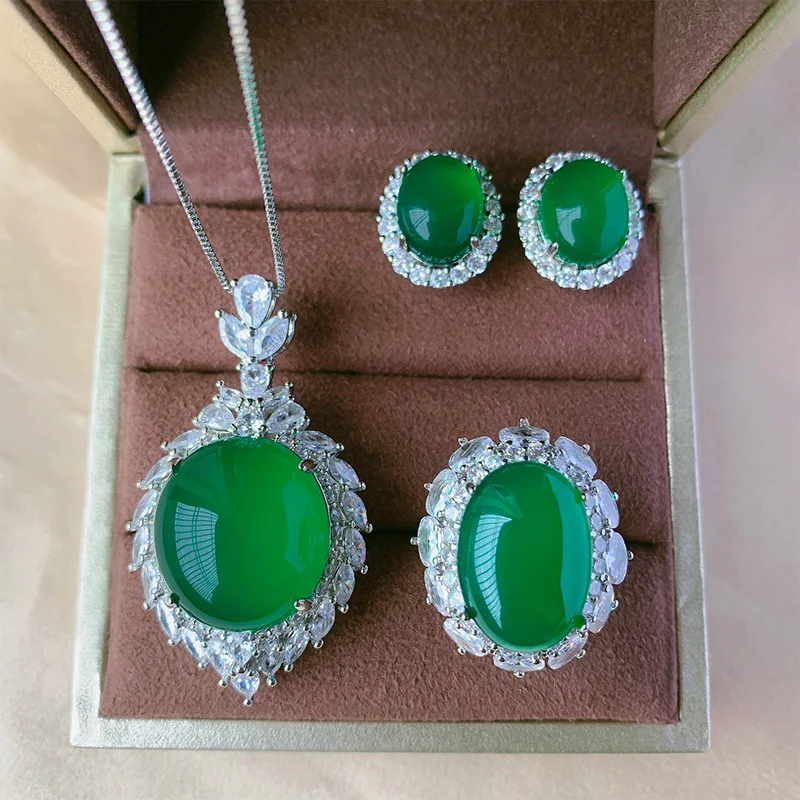 

Exquisite Jewelry Sparkle Onyx Green Necklace Earrings Ring Womens Dress Everyday Fit Wedding Prom Holiday Gift M-780