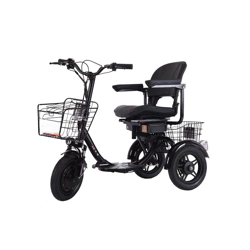 

Elderly electric tricycles adult scooters are convenient to ride and have two baskets in the front and rear