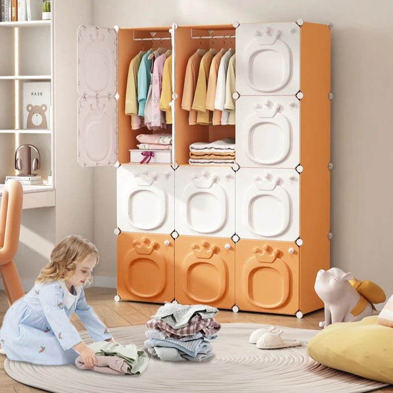 

Home Bedroom Furniture Folding Wardrobe Clothes Cabinets Simple Dressers Cube Storage Locker Baby Closet Plastic Collapsible