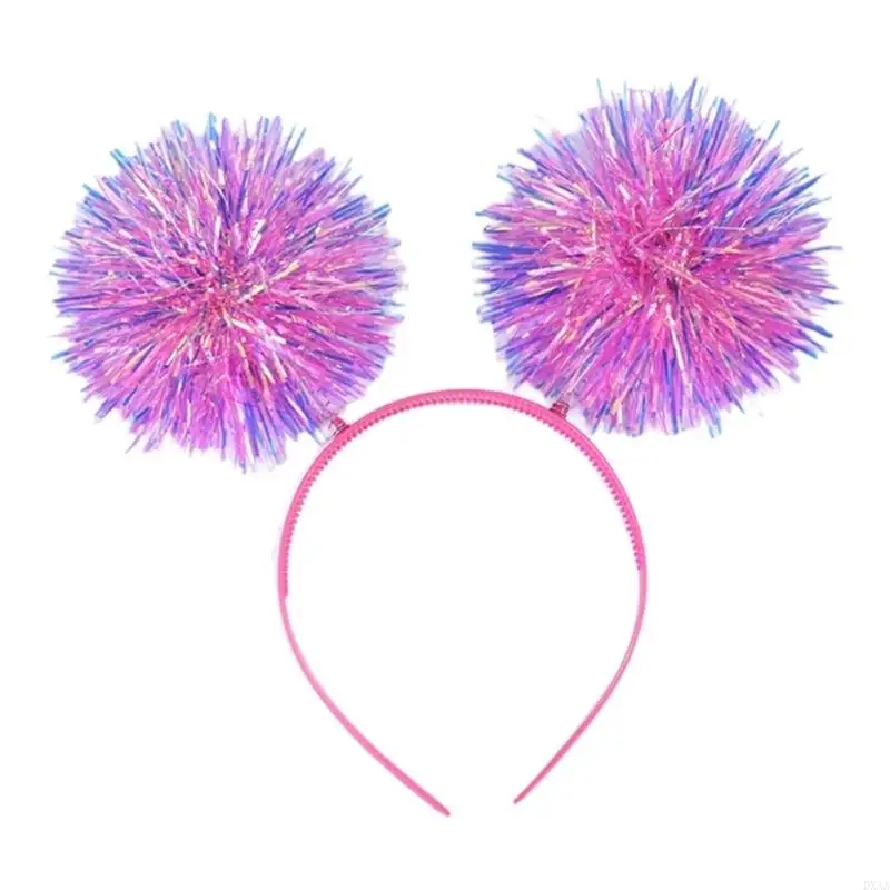 DXAA Tinsel Bouncing Ball Headband Lovely Hair Hoop Performances Headpiece Festival Presents for Friend Kid