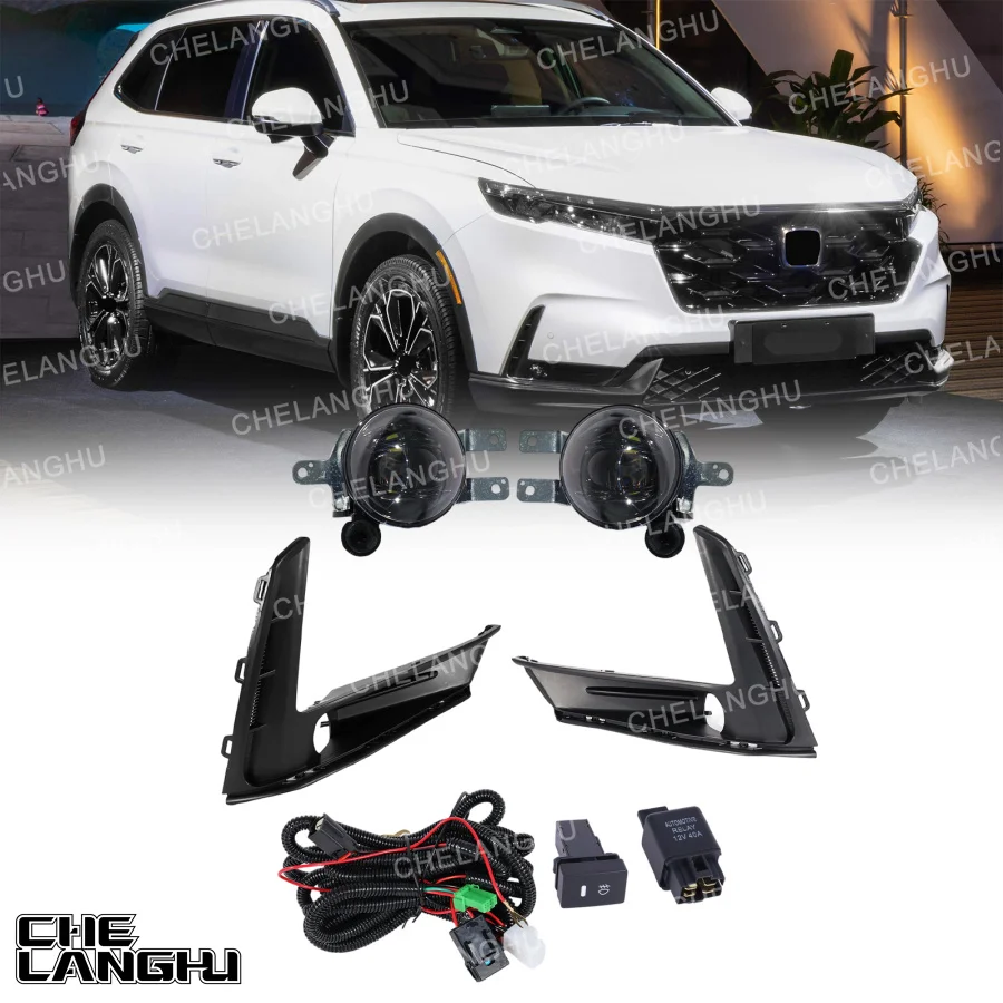For Honda CR-V CRV 2023 2024 2025 Car Accessories 1 Set Front LED Fog Light Lamp With Grille Cover,Wire,Switch and Relay