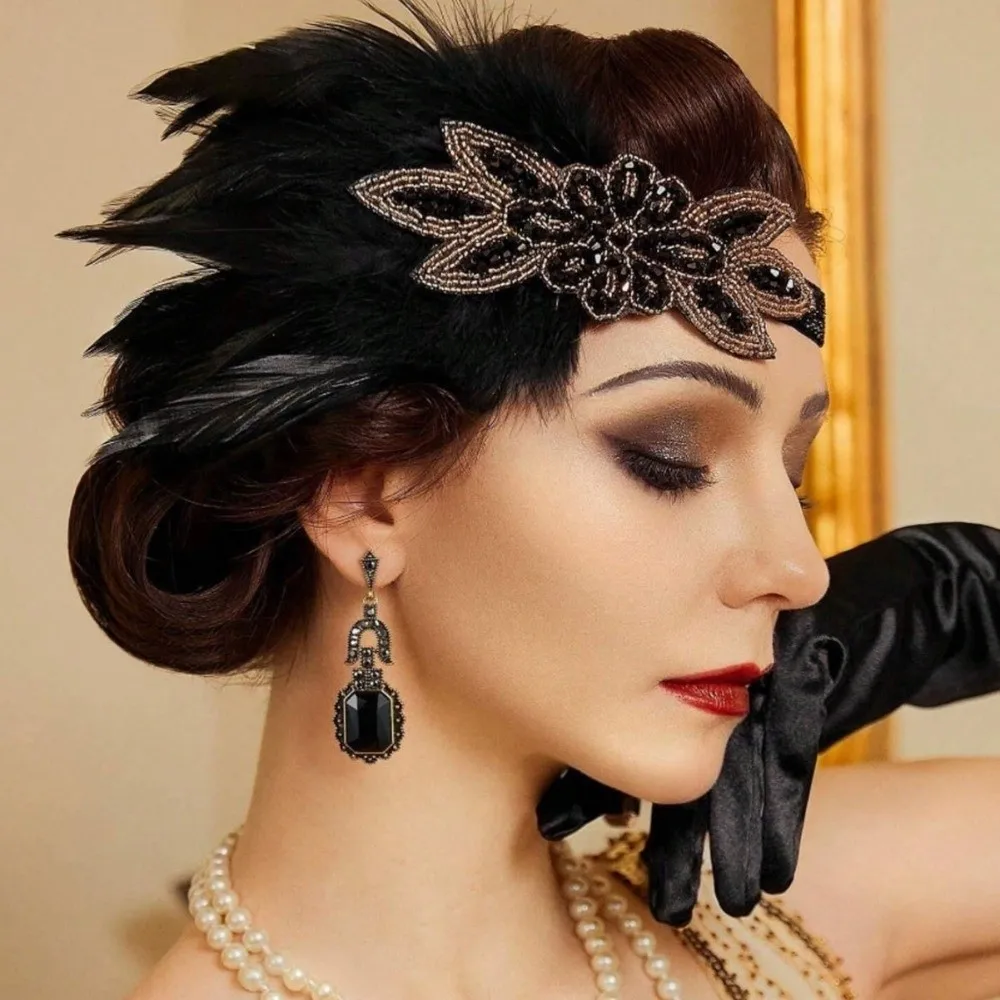 1920s Style Feather Headpiece Brazilian Carnival Stage Performance Showgirl Headband Decorative Colorful Hair Accessories