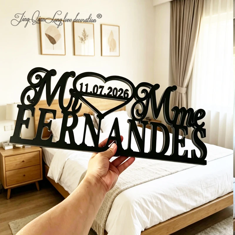 Custom Wedding Name Sign, Mr & Mrs Name Wooden Sign, Personalized Wedding Date Sign, Rustic Wedding Decor Wedding Gift
