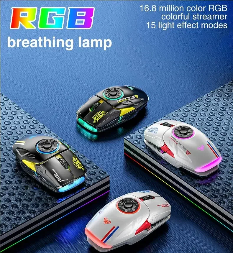 AULA H530 Wireless Gaming Mouse Charging Dual-mode Decompress Gyro Mouse Rotating Esports RGB  Decompression Mouse for Computer