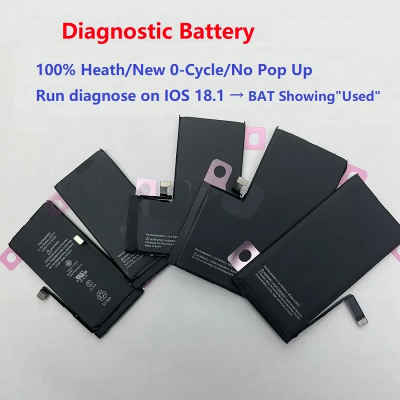

Для Iphone 12 13 14 15 диагностический аккумулятор 100% Heath/Новый 0-цикл/без всплывающего режима, показано используется после диагностики по системе IOS 18, 7037 TI IC