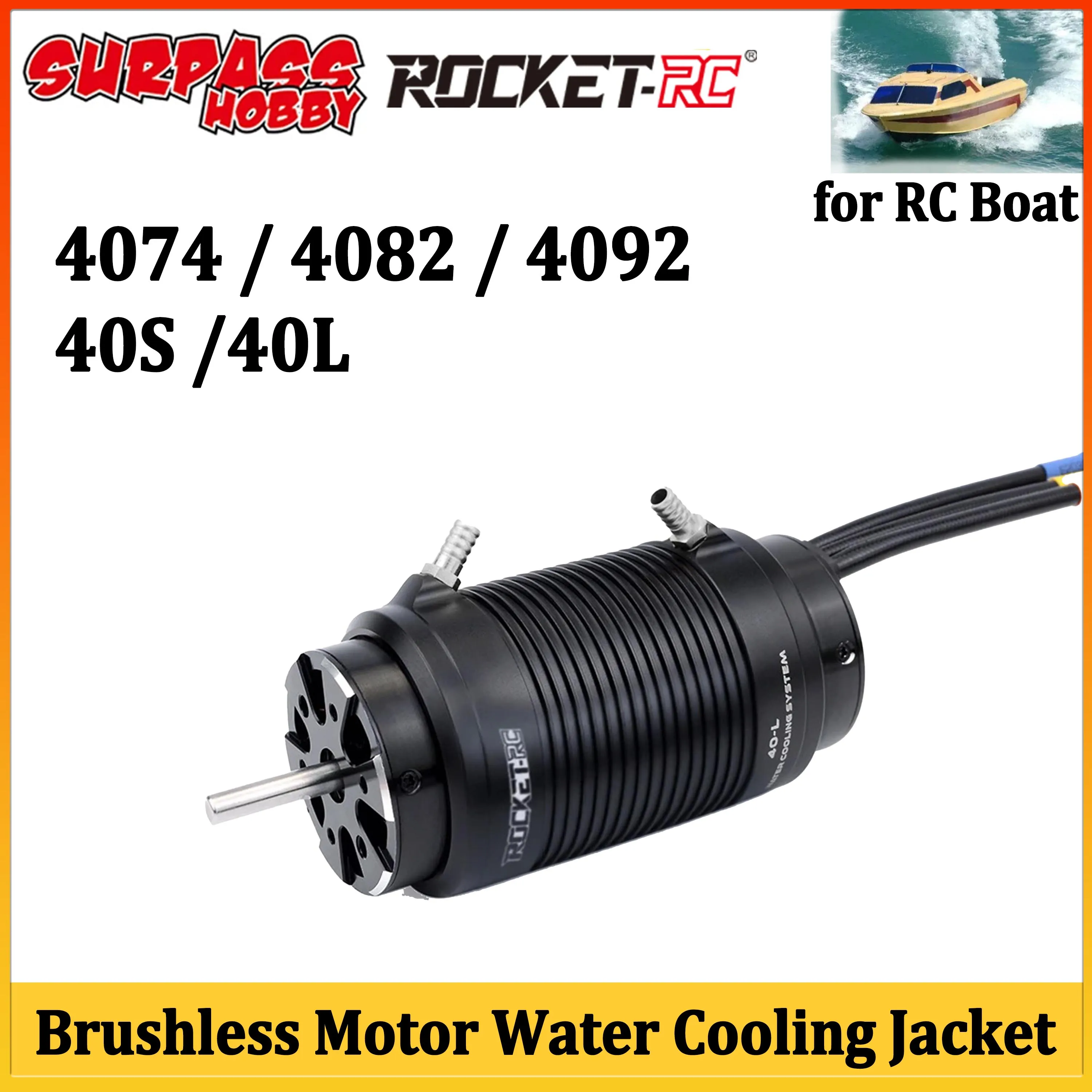 Rocket 4074 4082 4092 1900KV 1600KV 1520KV 1250KV 2250KV Brushless with Motor Water Cooling Jacket for 1000mm(or Above) RC Boat