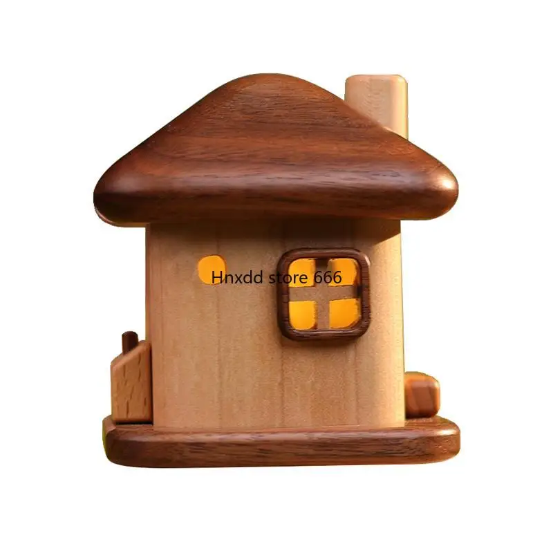 Maglev chalet solid wood aromatherapy night light house desktop creative ornament